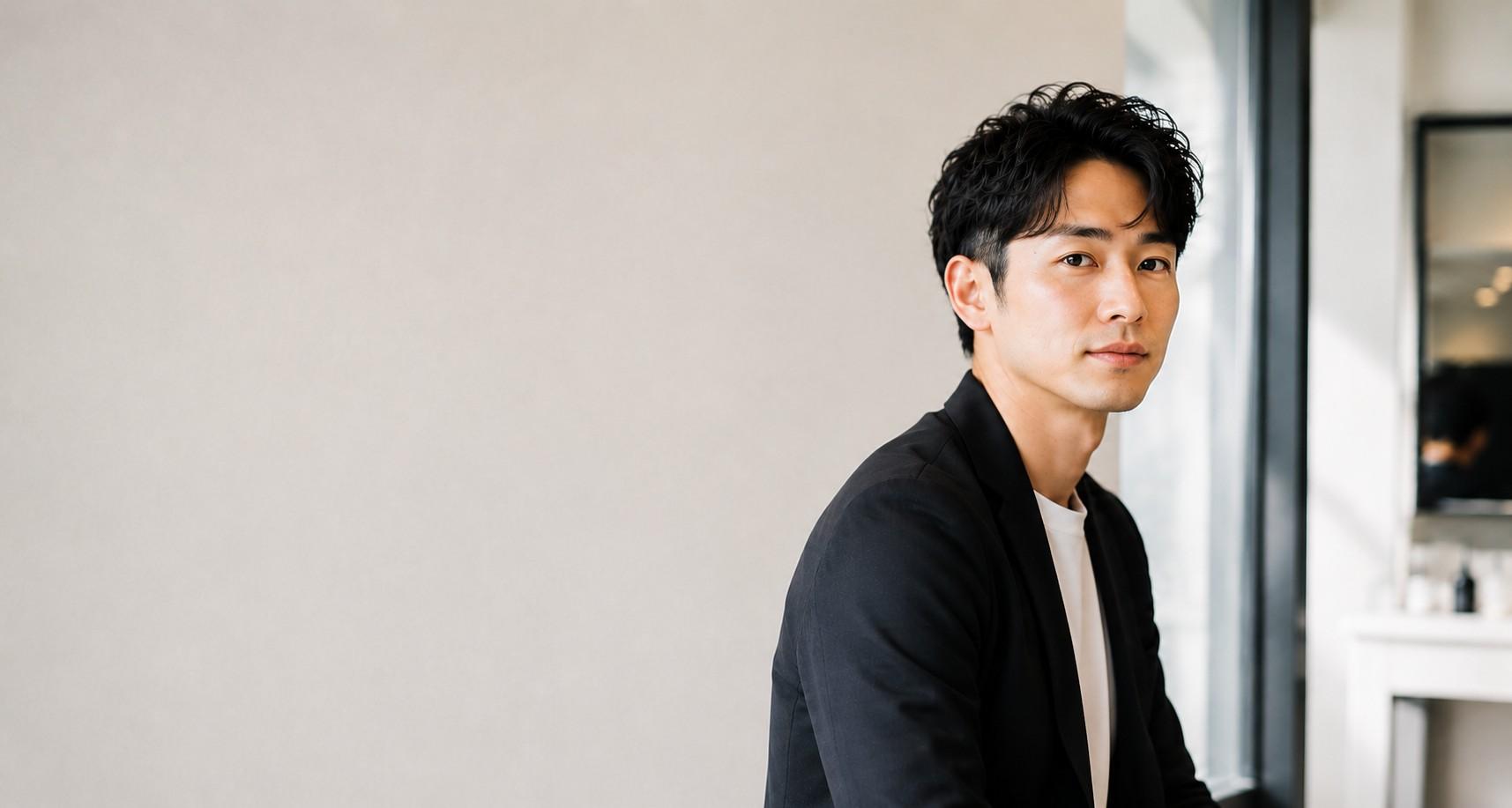代々木・新宿のメンズサロンで身だしなみを整えた大人男性のブランドポートレート